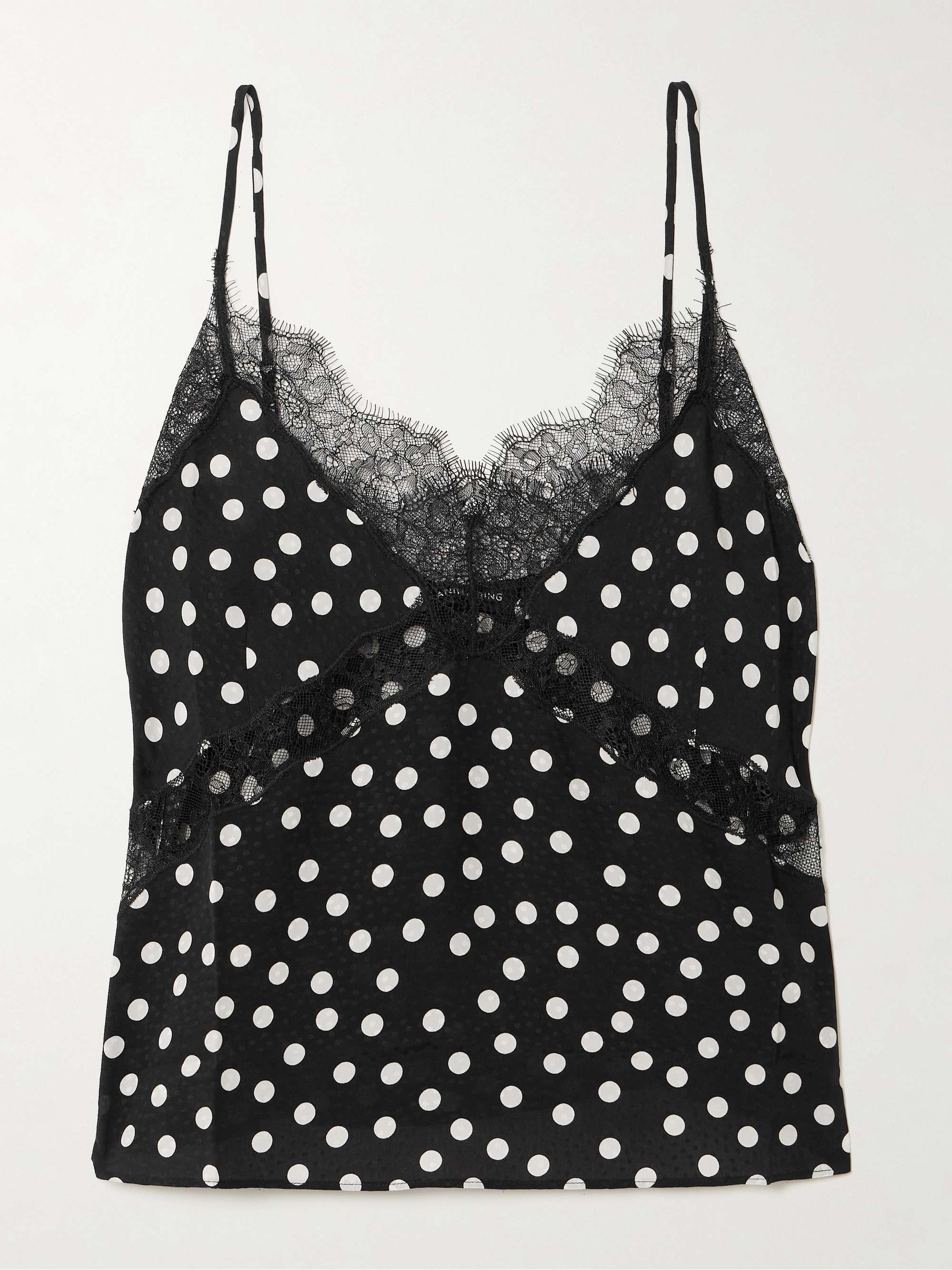Amelie Lace-Trimmed Polka-Dot Crepe-Jacquard Camisole