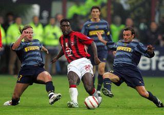 Clarence Seedorf in action for AC Milan against former club Inter in 2005.