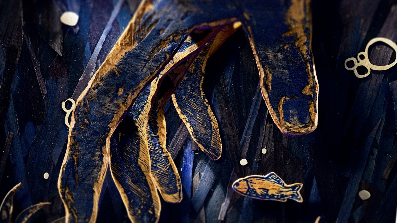 Close up image from an advert for Corona beer featuring woodcut stopmotion animation