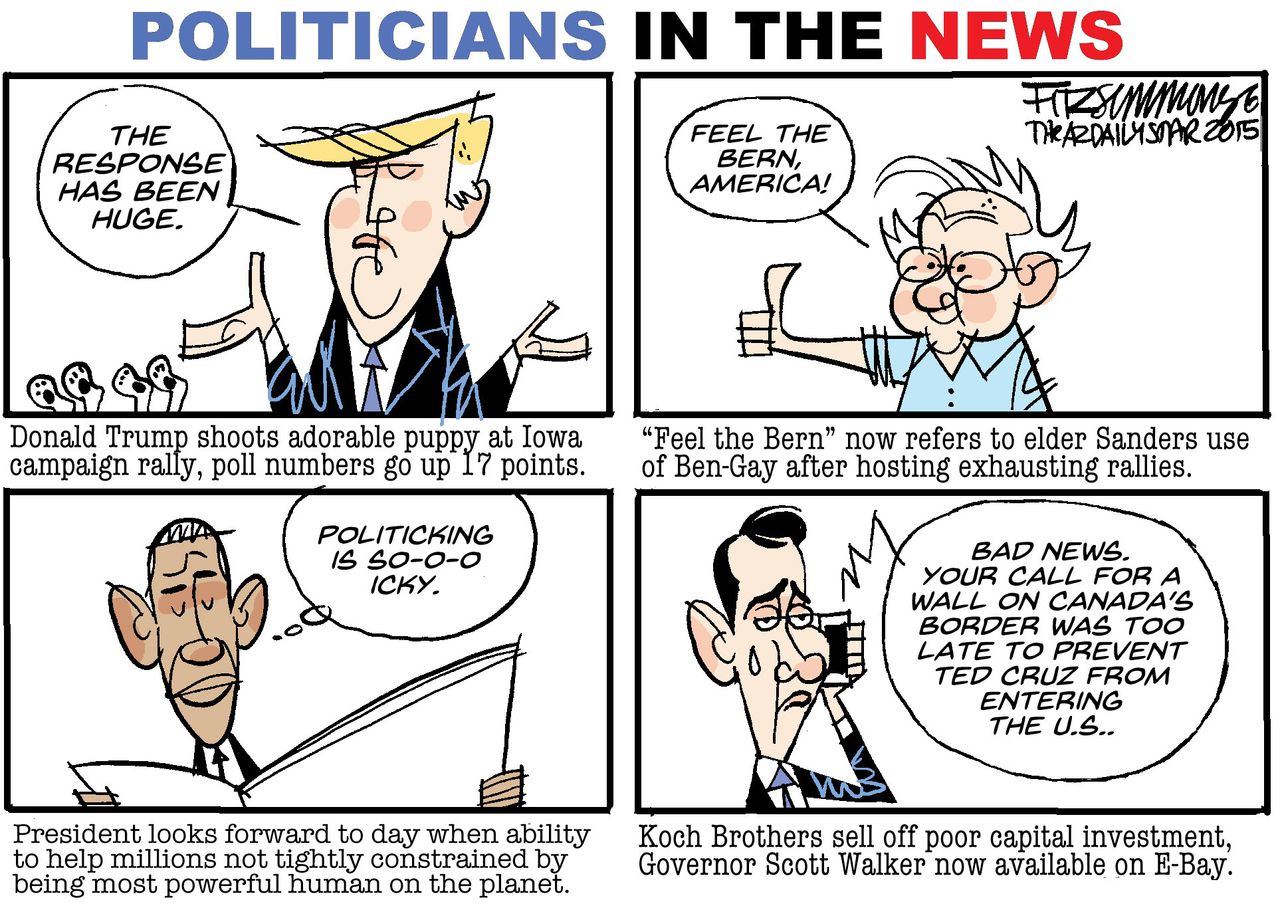 Political cartoon U.S. News Sanders Trump Obama Cruz