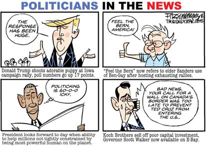 Political cartoon U.S. News Sanders Trump Obama Cruz
