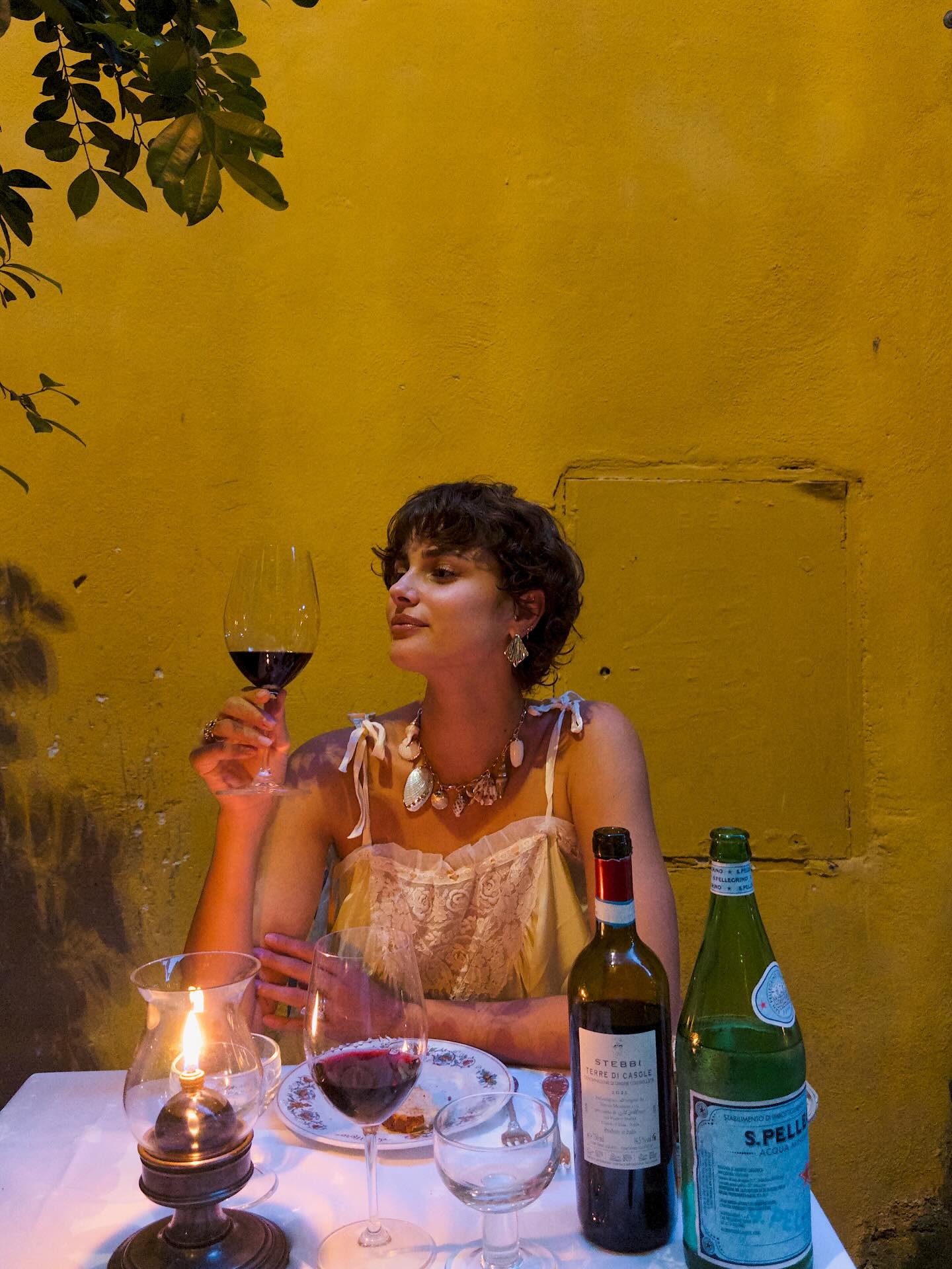Taylor Hill in Rome with short bob hairstyle