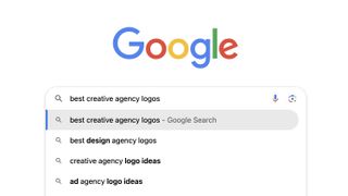 A screenshot of a Google search page with the text typed into the search bar: 'best creative agency logos'.