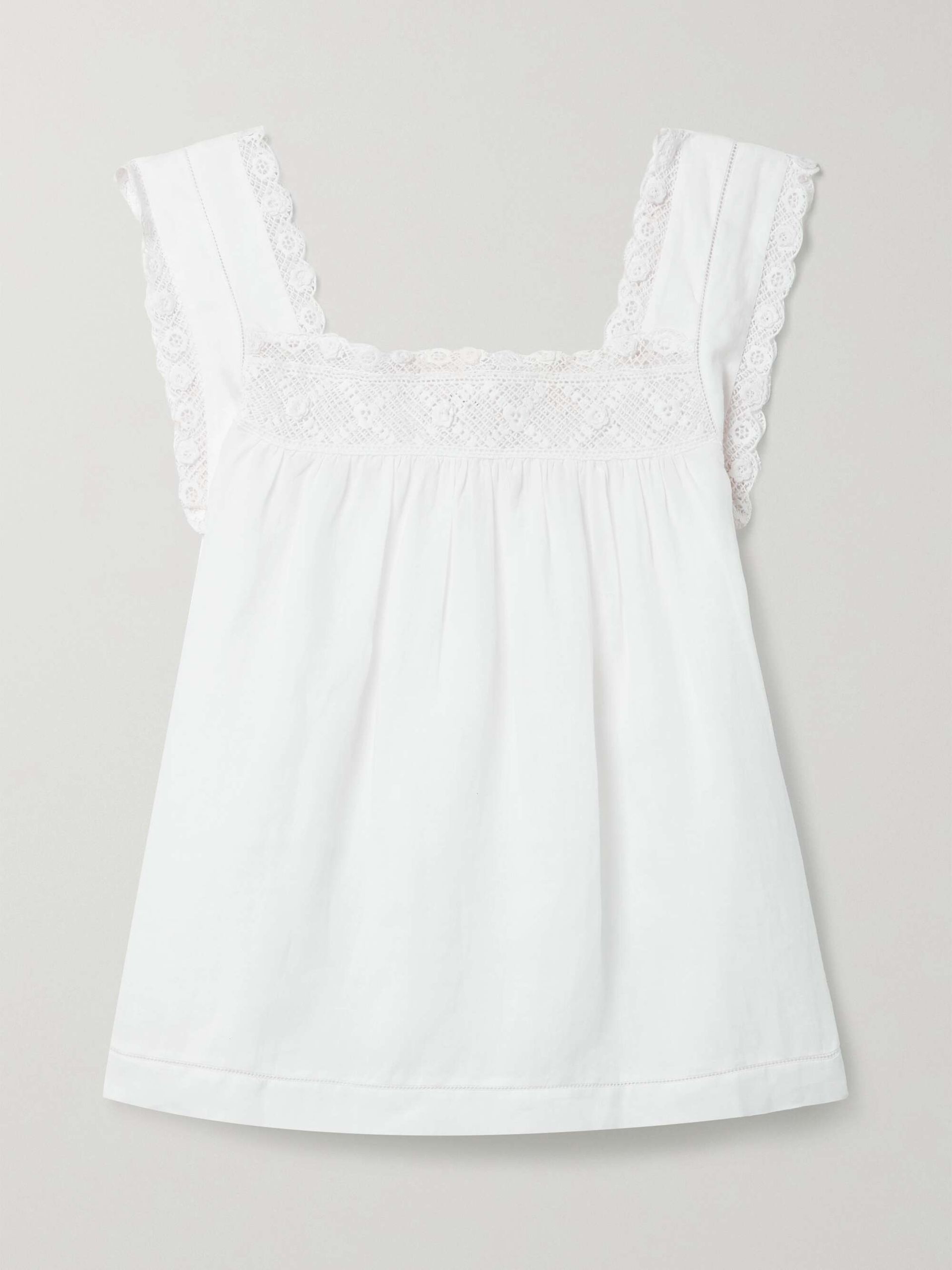 Aphra Crochet-Trimmed Ramie Top