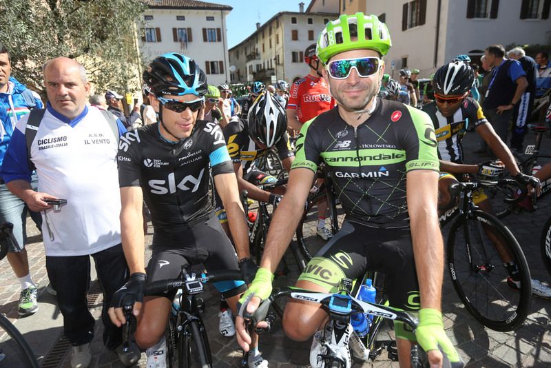 Richie Porte (Team Sky) and Moreno Moser (Cannondale-Garmin) on the startline