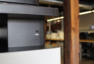 The built-in USB port on this Samsung printer lets you print from and scan to external storage.
