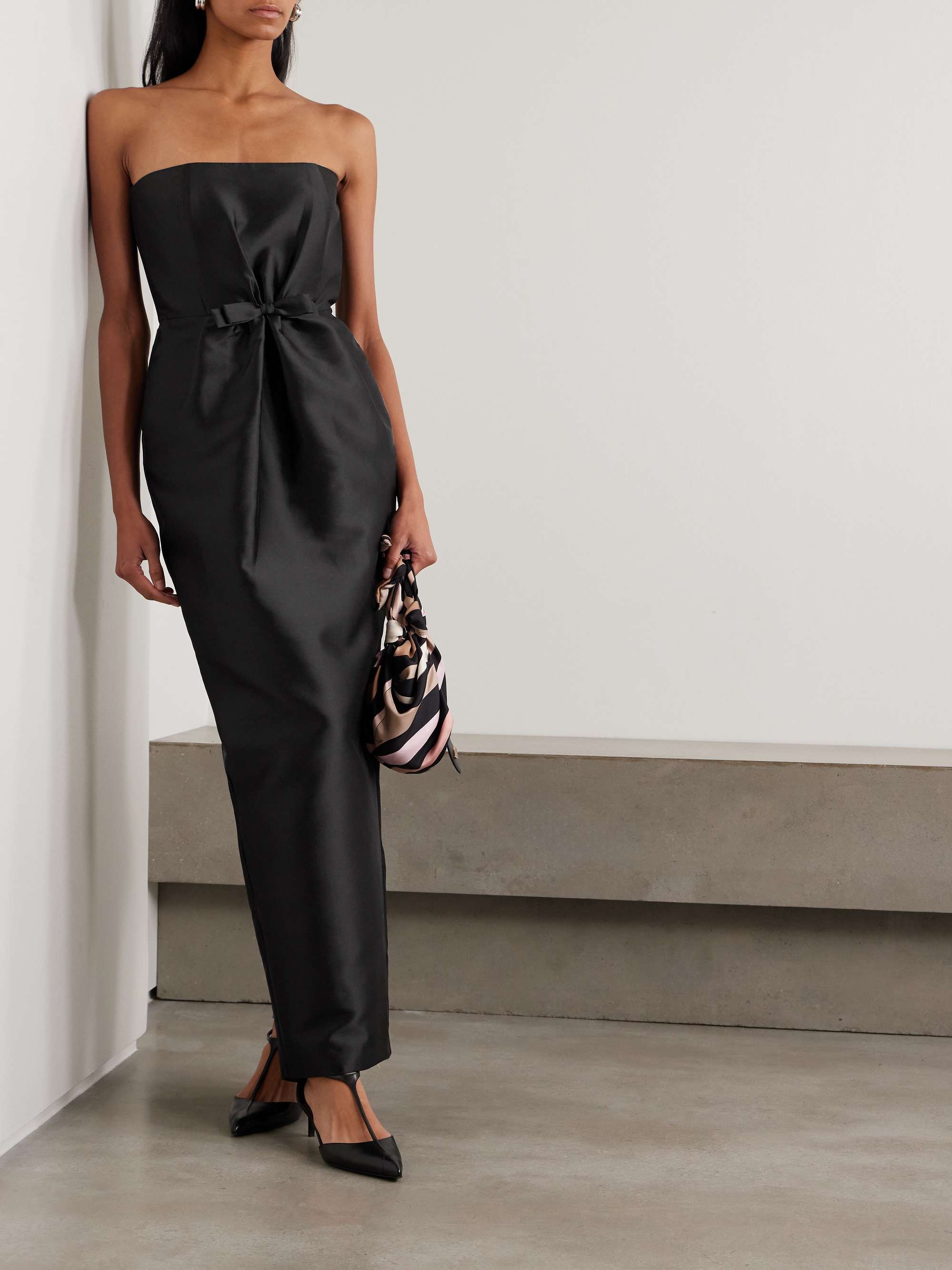 Lenette Strapless Bow-Detailed Taffeta Gown