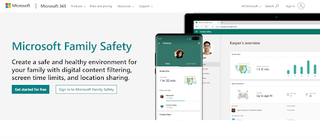 Website screenshot for Microsoft Family Safety