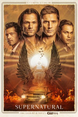 supernatural season 15 final season poster as it is written so it shall end the cw