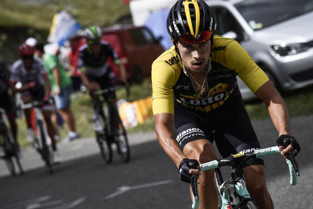 Primoz Roglic on the move on stage 17 of the Tour de France
