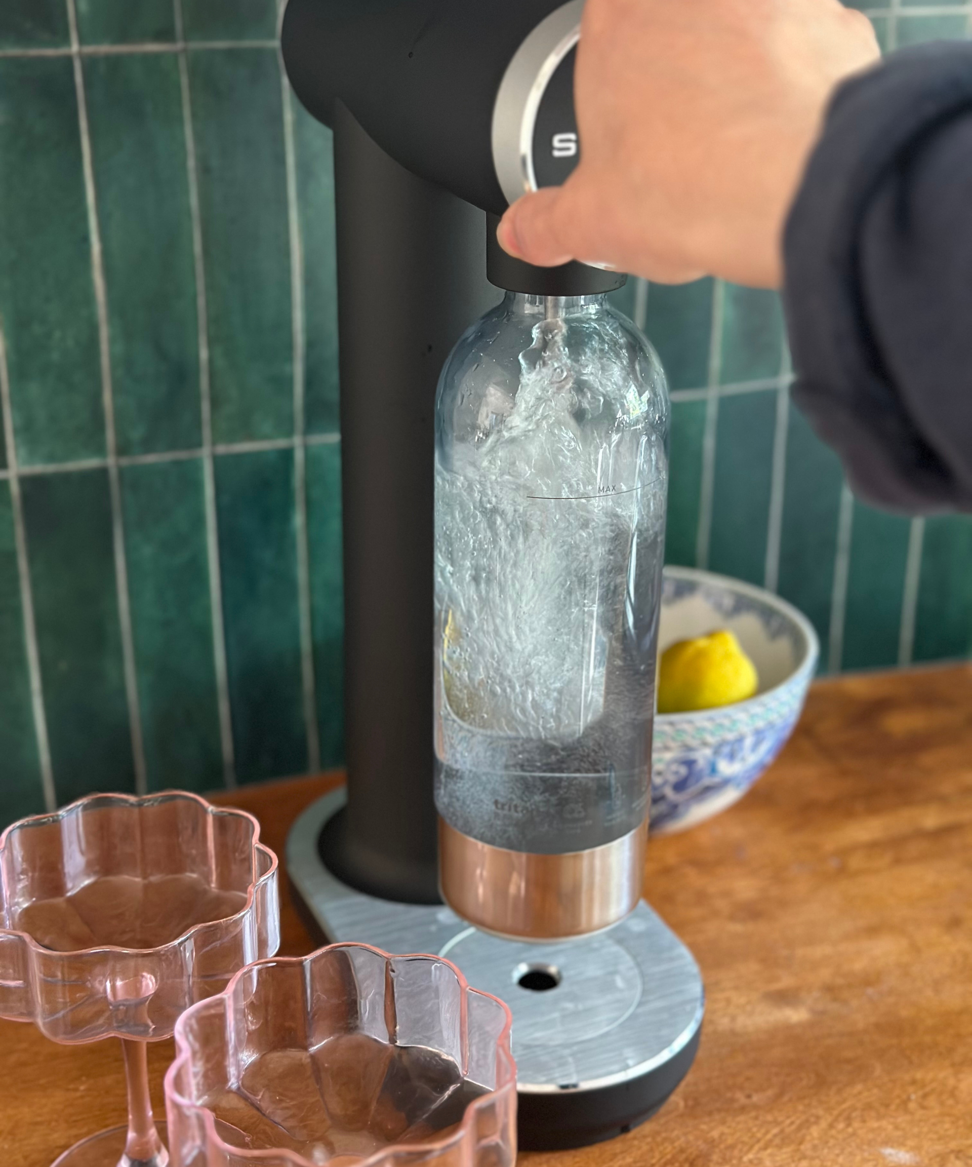Testing the Smeg soda maker in my kitchen at home