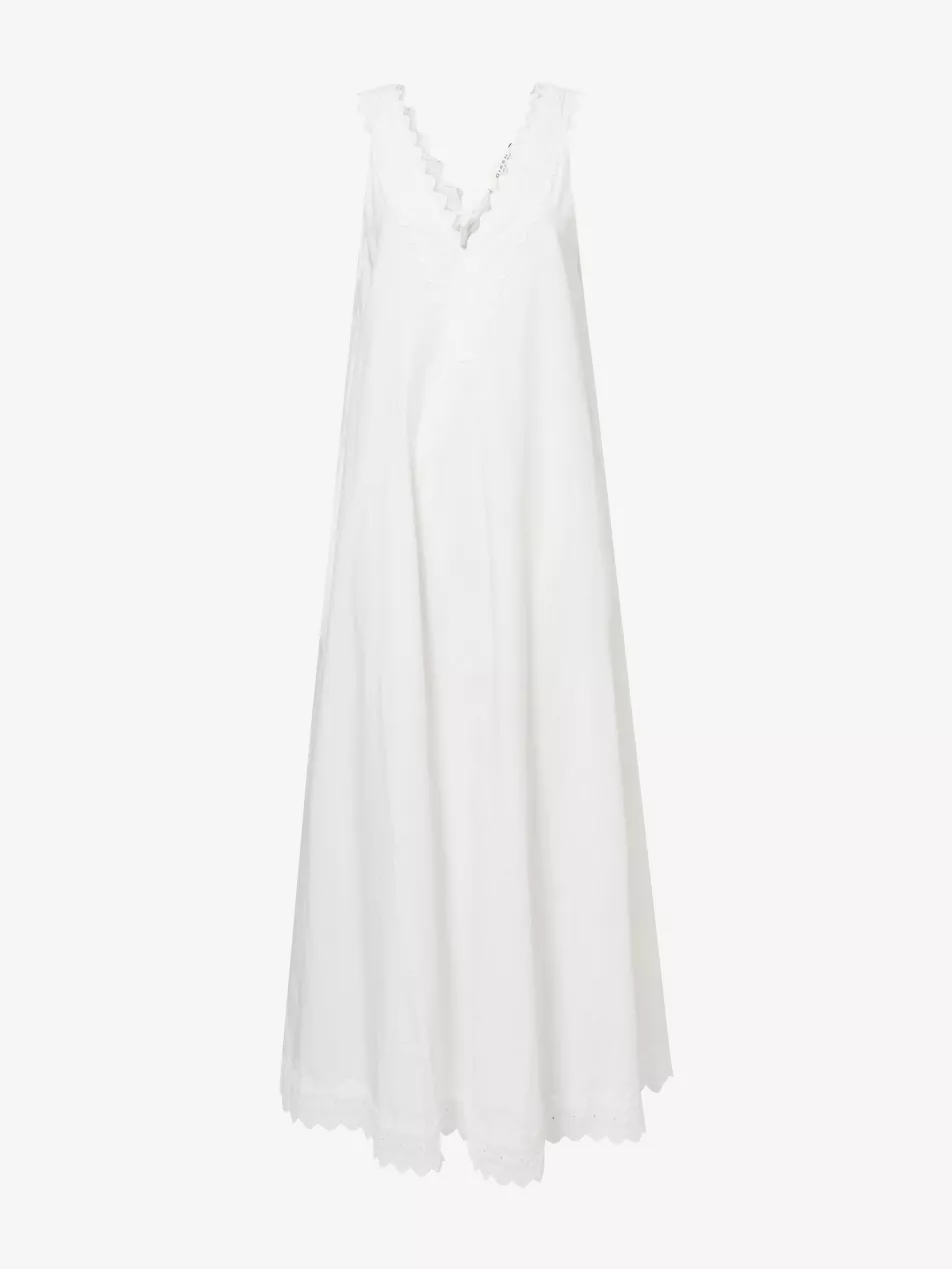 Annabel Lace-Trim Cotton-Blend Maxi Dress - 6