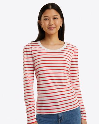 Draper James Long-Sleeve Easy Knit Top in Stripe