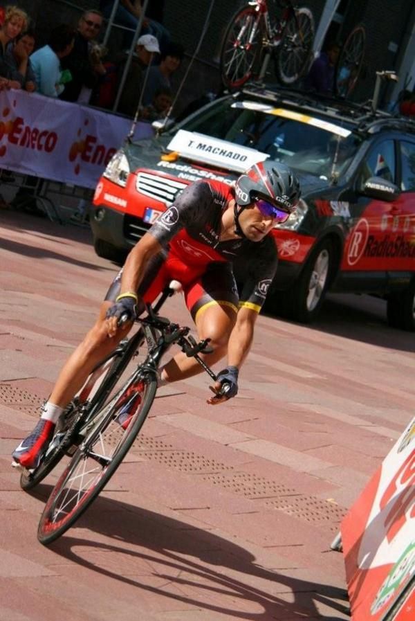 Tiago Machado (Team Radioshack) after the start of his time trial.