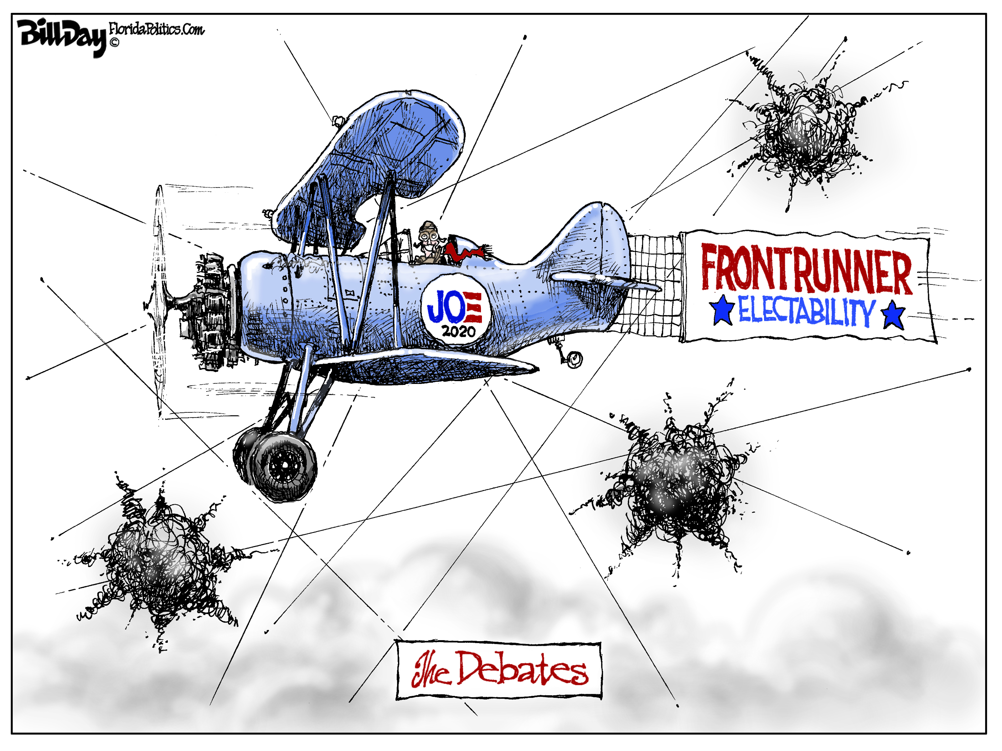 Political Cartoon U.S. Joe Biden Frontrunner in Electability Debates