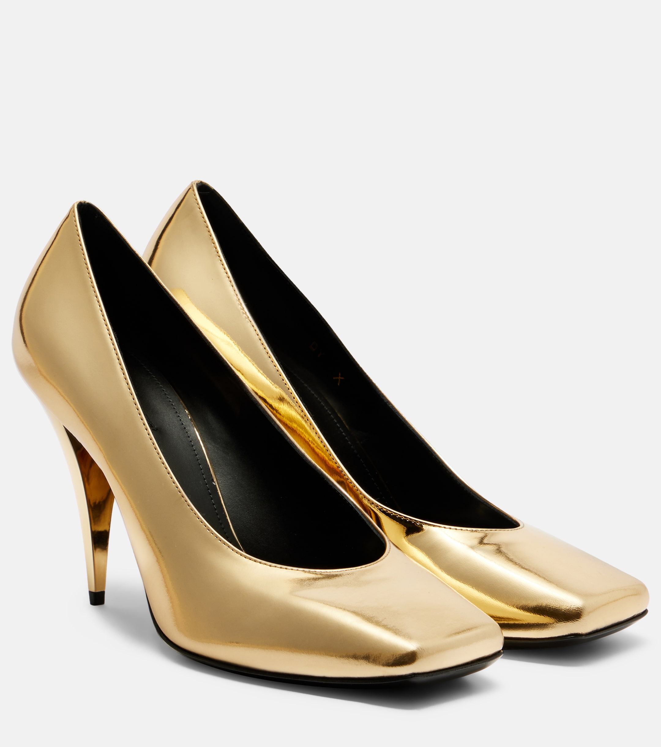 patent gold givenchy square toe heels