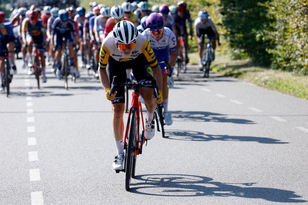 Brodie Chapman (Lidl-Trek) on the attack at the Simac Ladies Tour