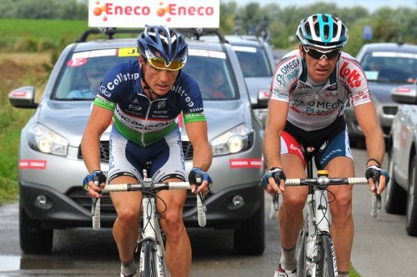Lagutin and Aerts held a large lead, but were caught near the end of the stage.