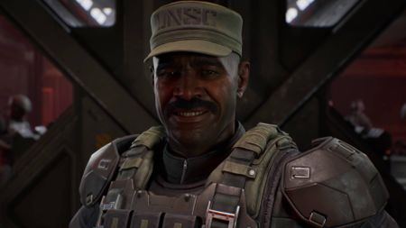 Halo Campaign Evolved sergeant Johnson smiling