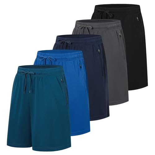 5 Pack Mens Gym Running Shorts