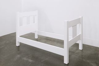 A Sculpture of a Bed, 2018, by Roy McMakin, enamel on eastern maple