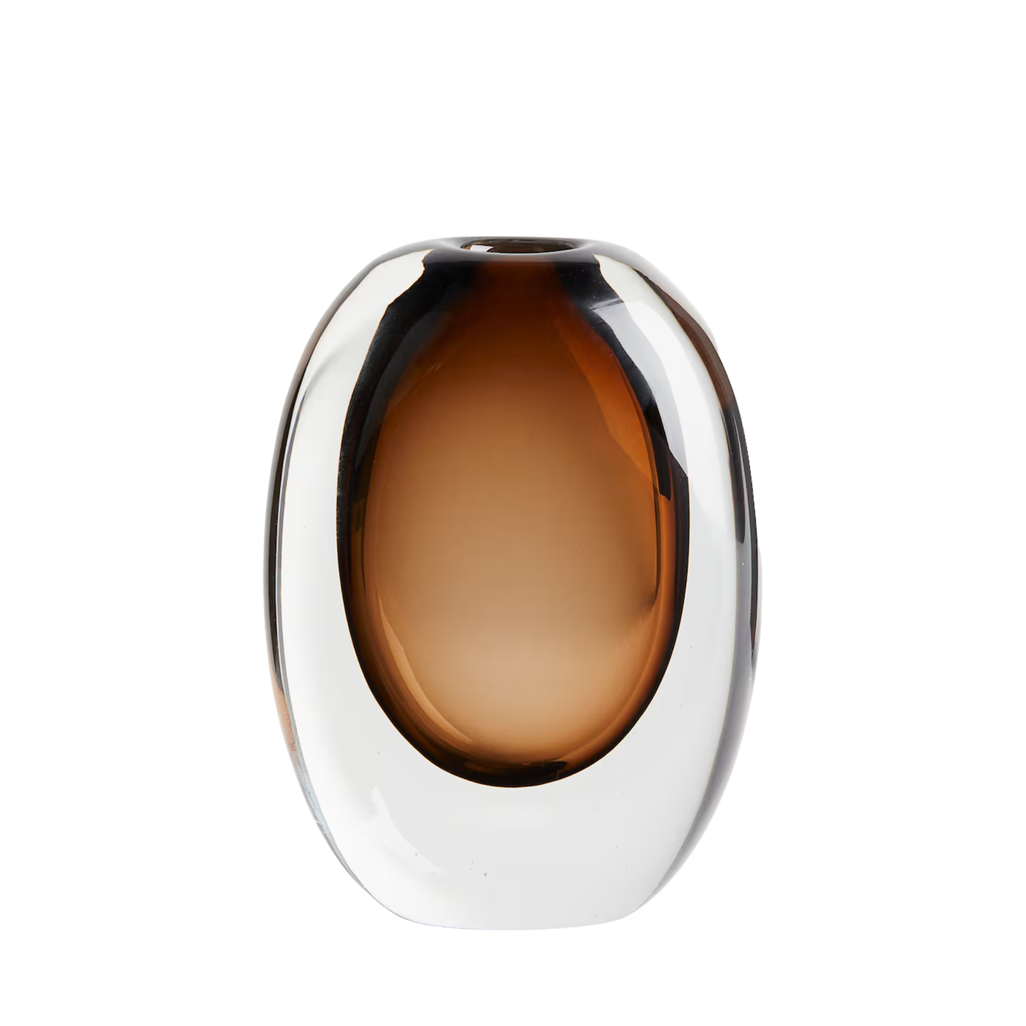 amber and glass vase