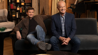 Jack Cutmore-Scott as Freddy Crane and Kelsey Grammer as his father Frasier are at the heart of &quot;Frasier&quot; season 2