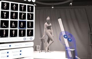 Inside Gesture VR - image of a picture of a naked lady with virtual controls