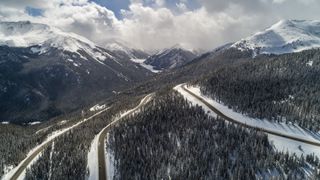 Berthoud Pass, winding highway in the Rocky Mountains