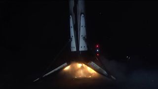 The first stage of a Falcon 9 rocket lands on the droneship "Of Course I Still Love You" in the Pacific Ocean on Saturday, Nov. 30, 2024.