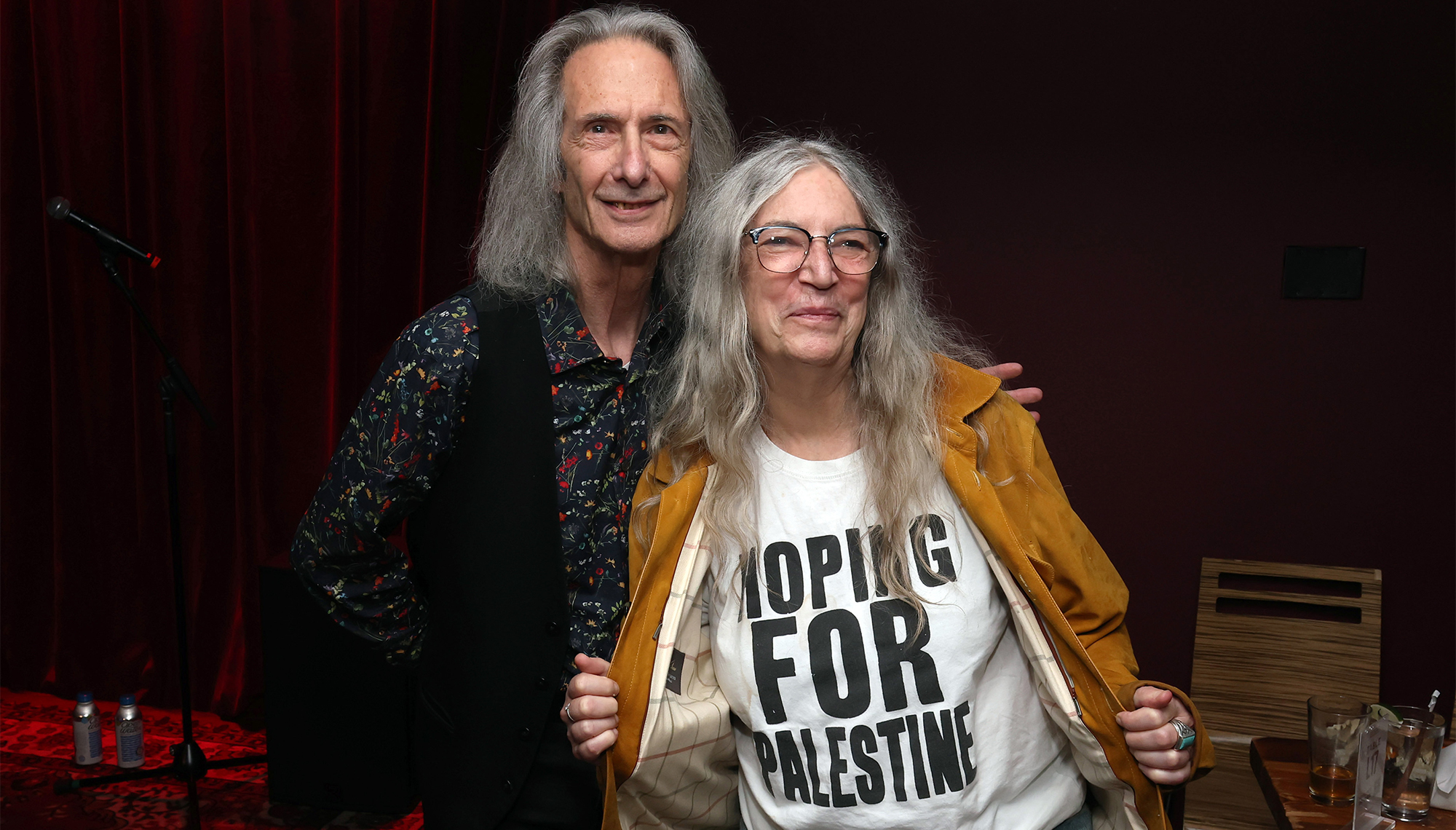 Lenny Kaye (L) and Patti Smith attend A New York Evening With Lenny Kaye at City Winery Loft on June 23, 2026 in New York City.