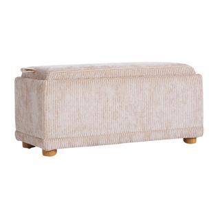 Pink corduroy storage ottoman