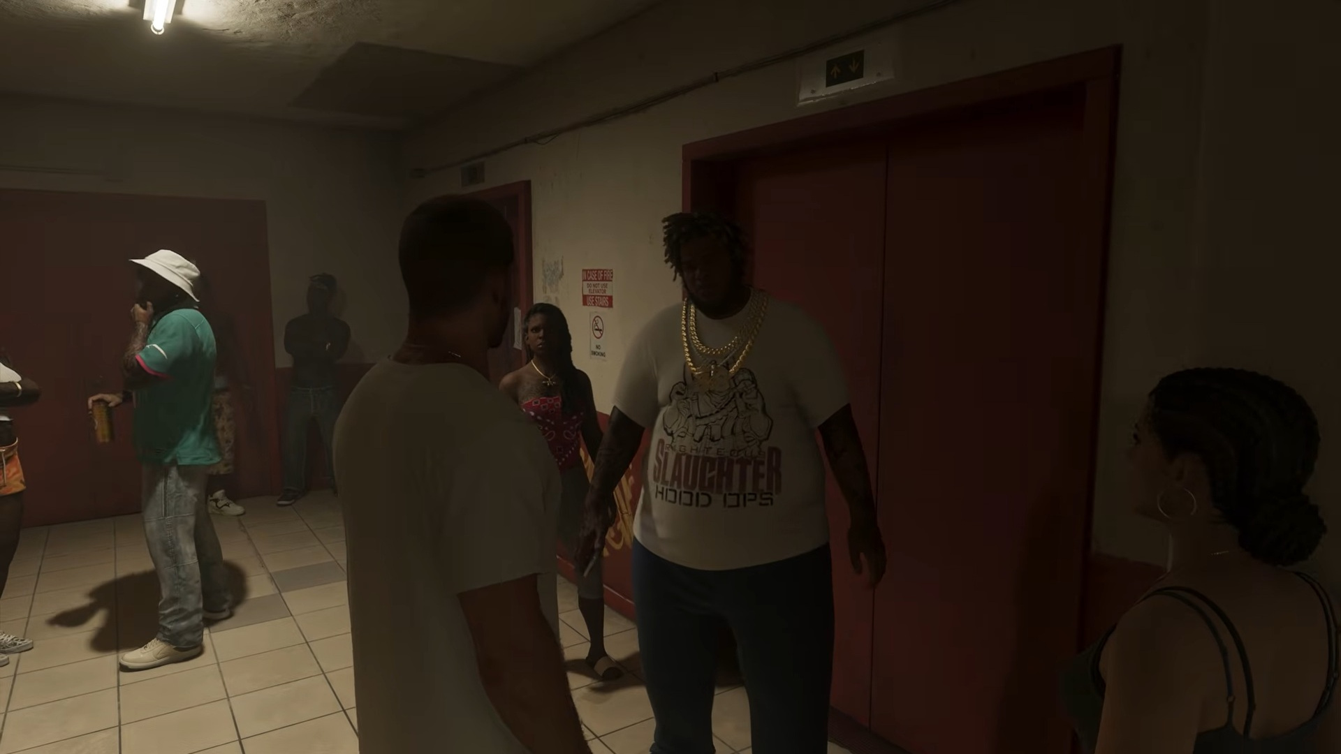A character in GTA 6 wears a Righteous Slaughter: Hood Ops t-shirt