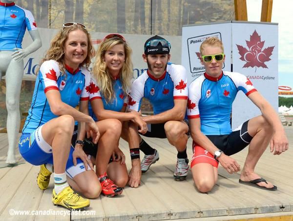 Canada's 2012 Olympic MTB Team: Catharine Pendrel, Emily Batty, Geoff Kabush and Max Plaxton