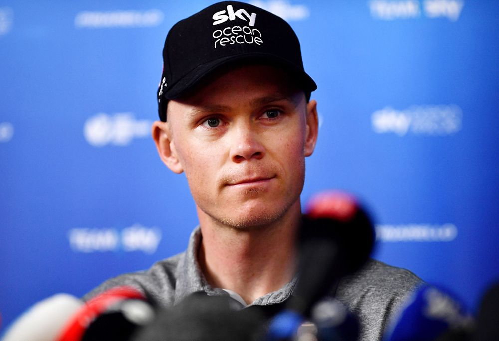 Chris Froome (Team Sky) meets with the press ahead of the Grand Depart at the 2018 Tour de France