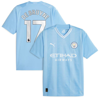 Manchester City 2023/24 Home Shirt 2023-24 with De Bruyne 17 printing