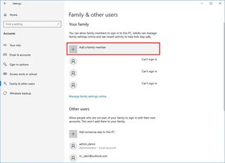 Create Windows 10 child account