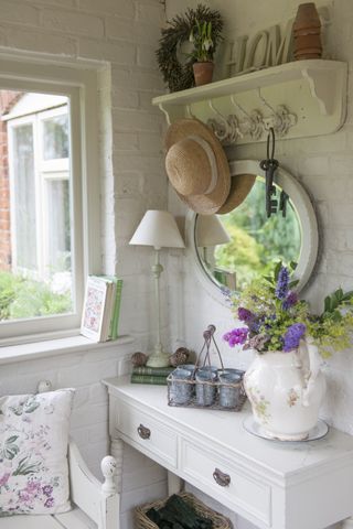 pretty entrance porch in extended 18th century farmhouse