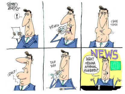 Political cartoon U.S. Obama approval rating