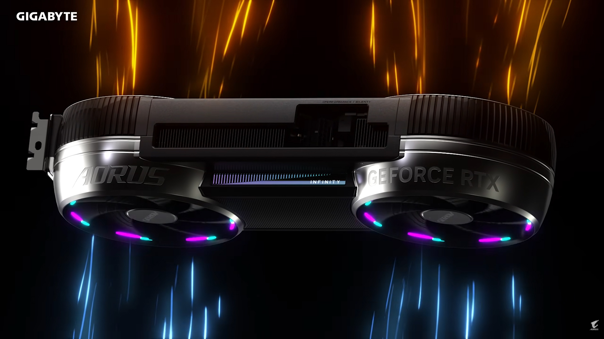 Double flow-through design on the Gigabyte Aorus GeForce RTX 5090 Infinity