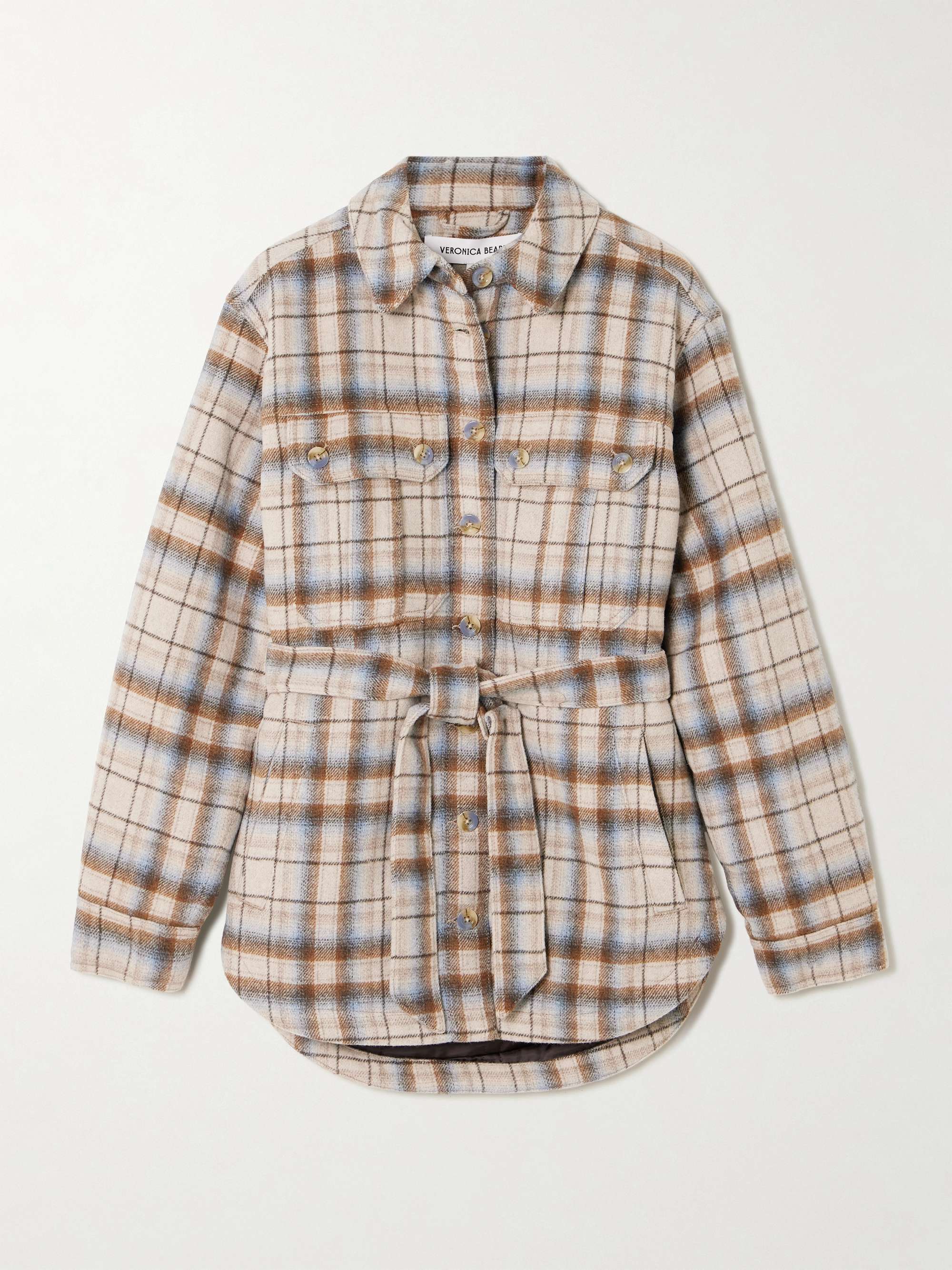 Mikaela Belted Checked Flannel Jacket