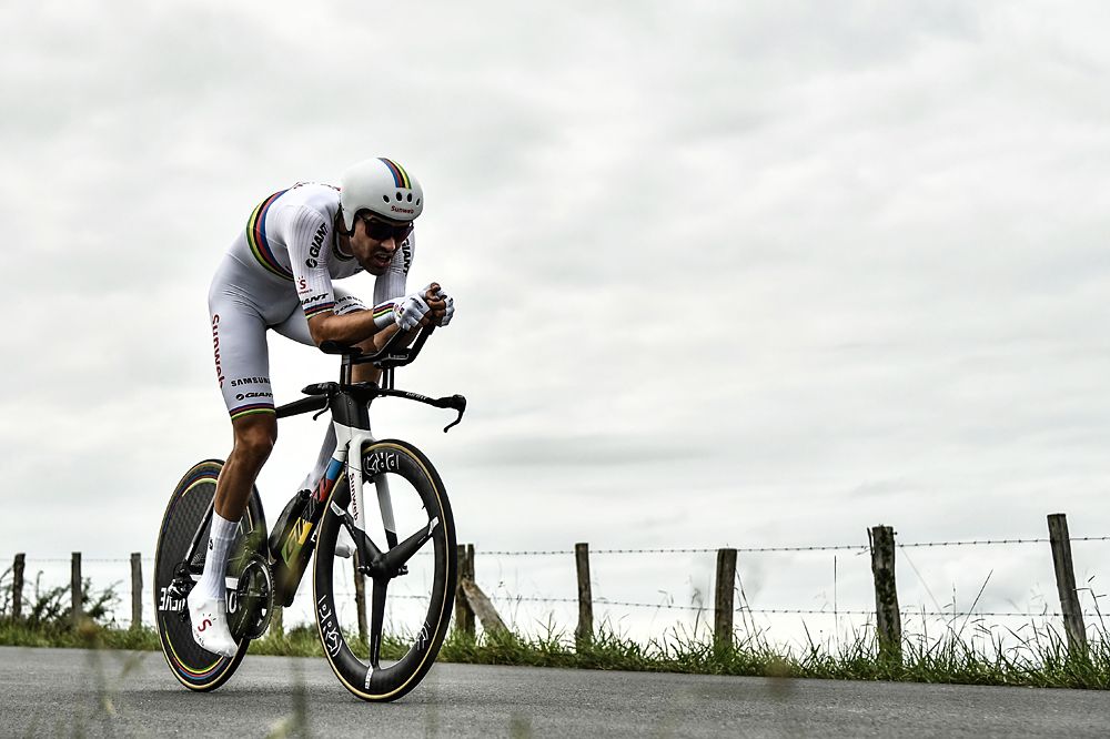 Tom Dumoulin (Sunweb) racing the stage 20 time trial at the Tour de France