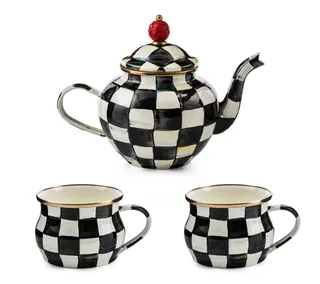 Mackenzie- Childs 4 Cup Tea Pot and Set of 2 Mugs