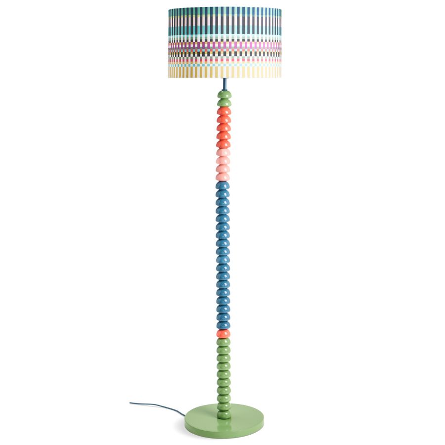 A colorful floor-length lamp designed by Margo Selby