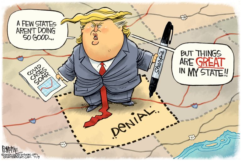 Political Cartoon U.S. Trump Coronavirus surge