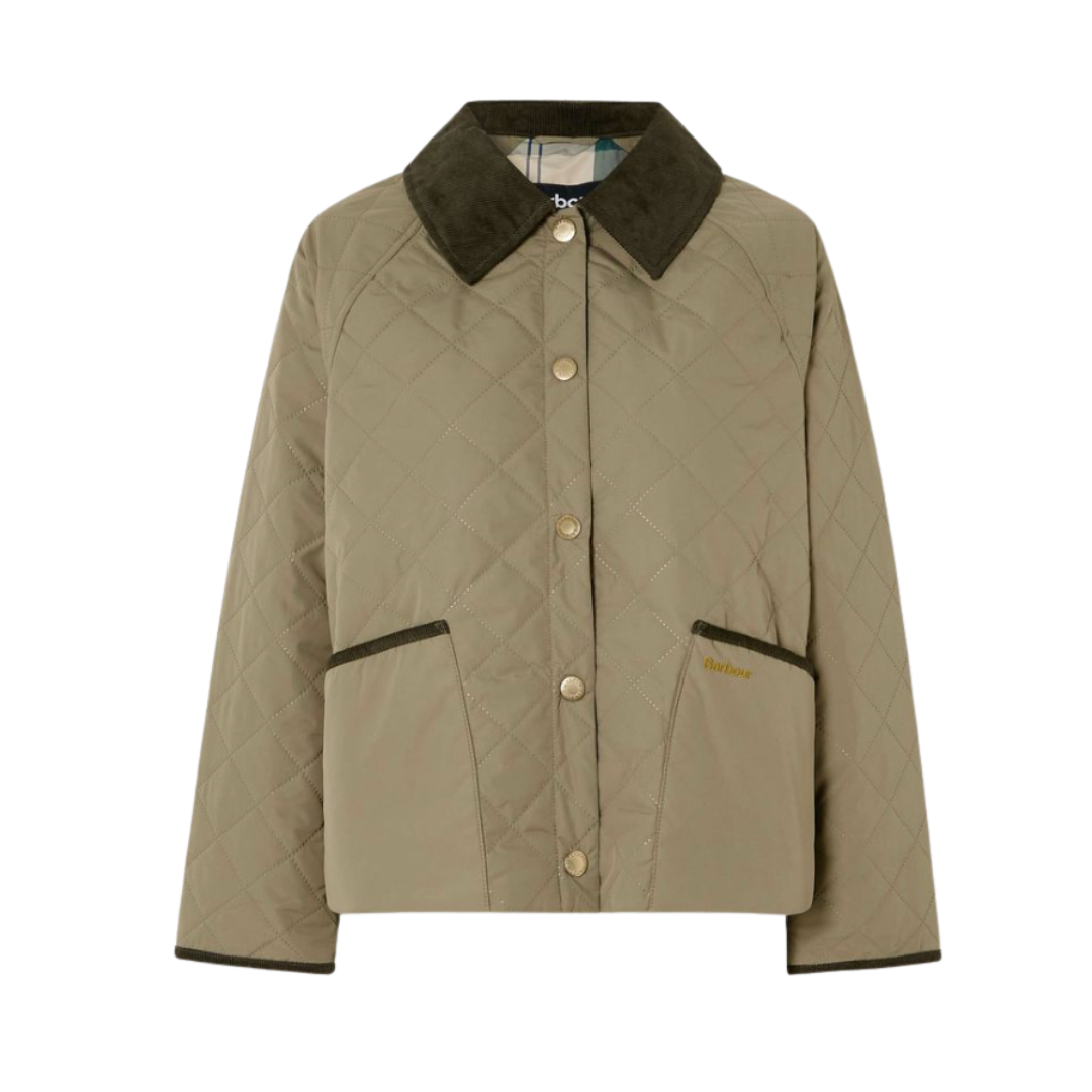BARBOUR, Anise Corduroy-Trimmed Cropped Quilted Shell Jacket