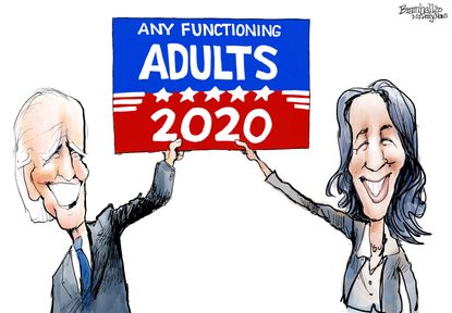 Political Cartoon U.S. Kamala Harris Joe Biden Vice President Any Functioning Adults 2020