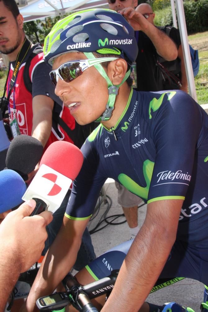Nairo Quintana (Movistar Team), back in Europe after some months working in Colombia. He did a good job today setting up Lobato for the sprint.