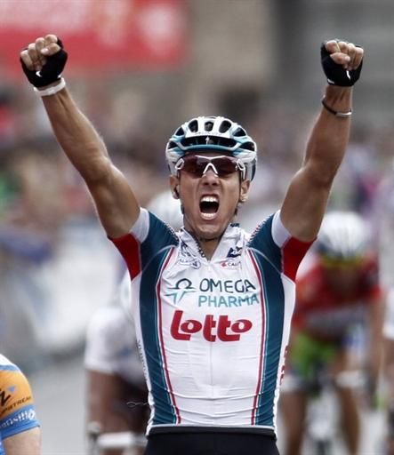 Philippe Gilbert (Omega Pharma - Lotto) celebrates his victory in Toledo.