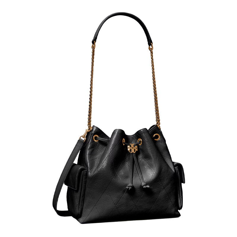 Tory Burch black quilted handbag with gold details